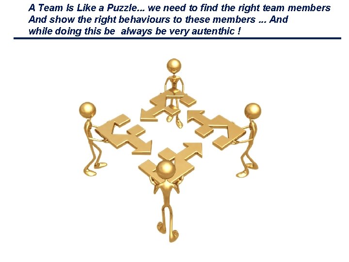 A Team Is Like a Puzzle. . . we need to find the right