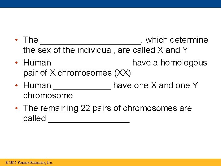  • The ___________, which determine the sex of the individual, are called X