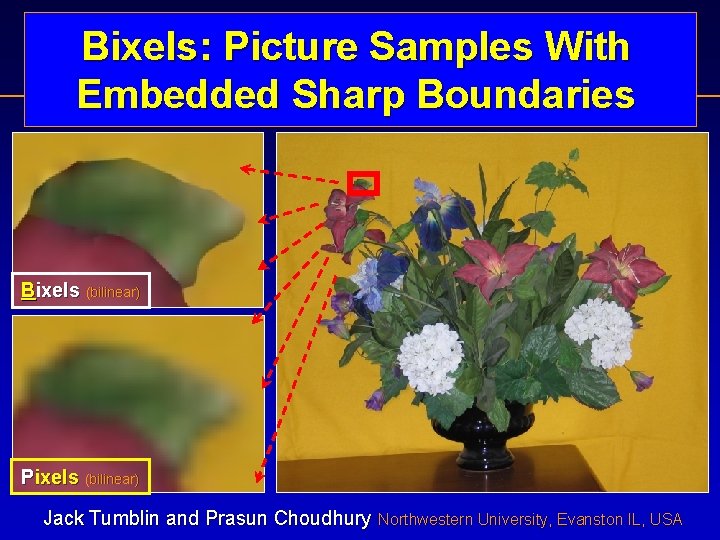 Bixels: Picture Samples With Embedded Sharp Boundaries Bixels (bilinear) Pixels (bilinear) Jack Tumblin and