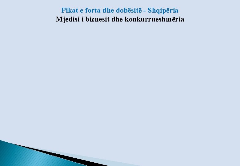 Pikat e forta dhe dobësitë - Shqipëria Mjedisi i biznesit dhe konkurrueshmëria 