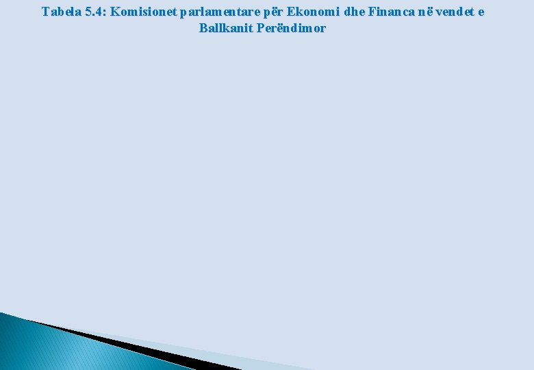 Tabela 5. 4: Komisionet parlamentare për Ekonomi dhe Financa në vendet e Ballkanit Perëndimor