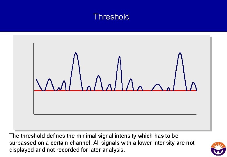 Threshold The threshold defines the minimal signal intensity which has to be surpassed on