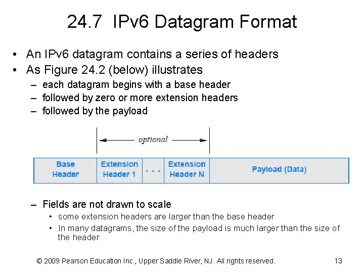 24. 7 IPv 6 Datagram Format • An IPv 6 datagram contains a series