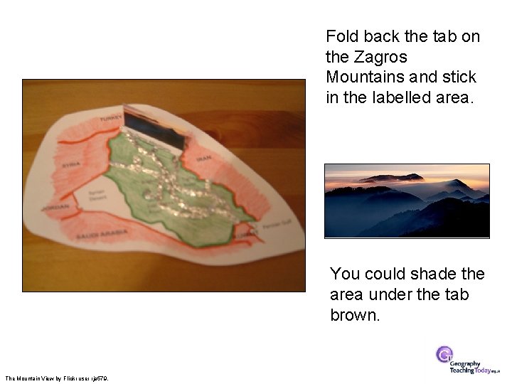 Fold back the tab on the Zagros Mountains and stick in the labelled area.