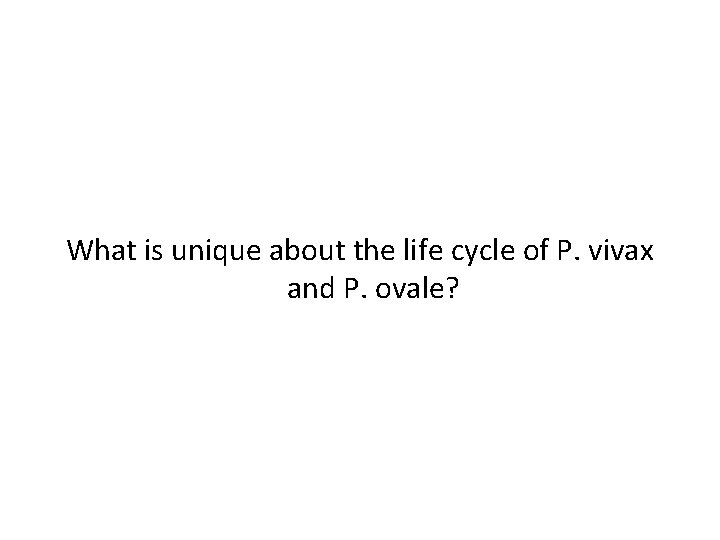 What is unique about the life cycle of P. vivax and P. ovale? 