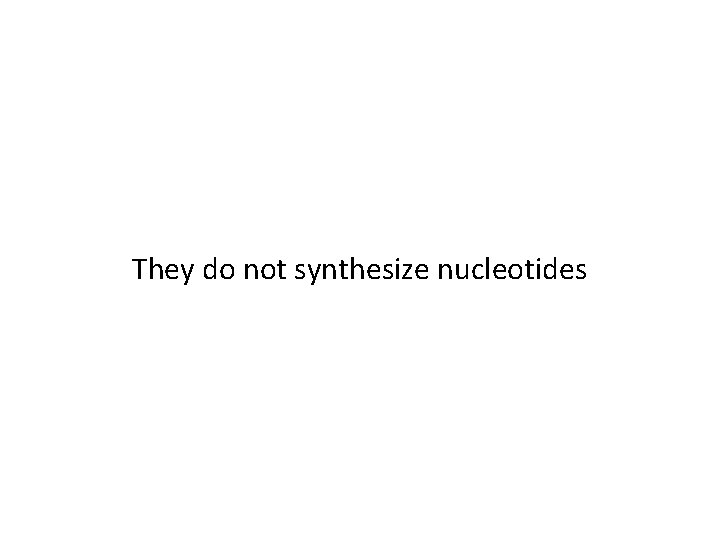 They do not synthesize nucleotides 