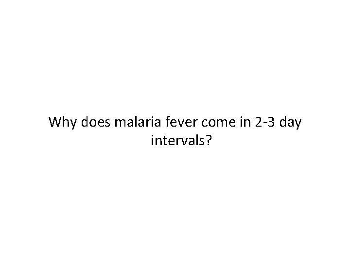 Why does malaria fever come in 2 -3 day intervals? 