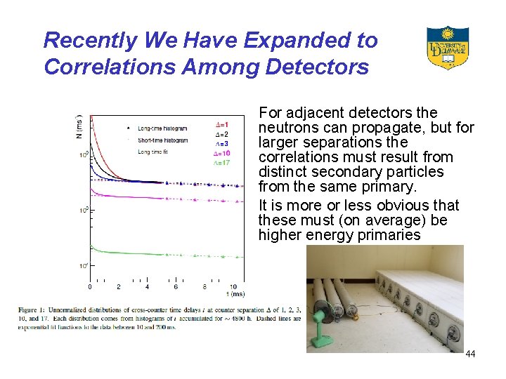 Recently We Have Expanded to Correlations Among Detectors For adjacent detectors the neutrons can