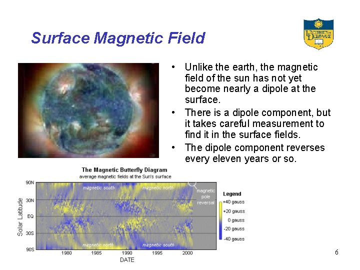 Surface Magnetic Field • Unlike the earth, the magnetic field of the sun has