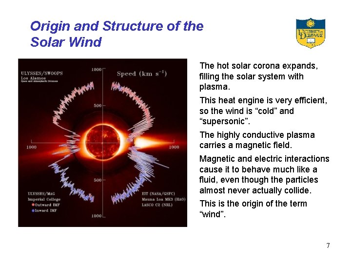 Origin and Structure of the Solar Wind The hot solar corona expands, filling the