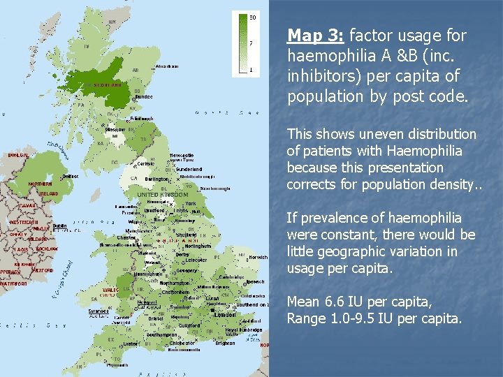 Map 3: factor usage for haemophilia A &B (inc. inhibitors) per capita of population