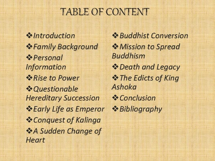 TABLE OF CONTENT v. Introduction v. Family Background v. Personal Information v. Rise to