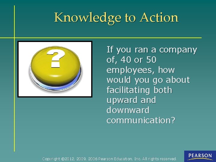 Knowledge to Action If you ran a company of, 40 or 50 employees, how