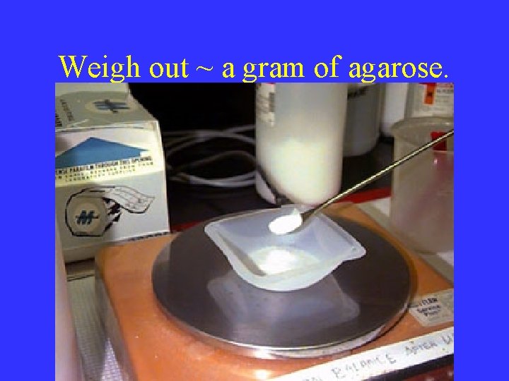 Weigh out ~ a gram of agarose. 