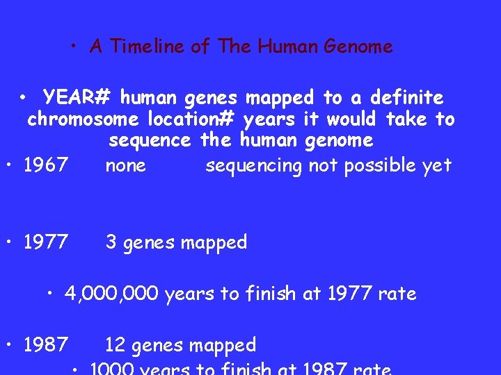  • A Timeline of The Human Genome • YEAR# human genes mapped to