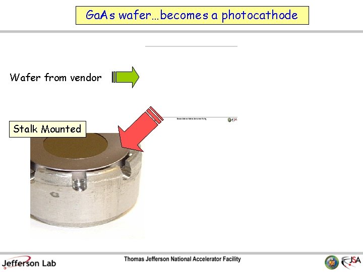 Ga. As wafer…becomes a photocathode Wafer from vendor Stalk Mounted 