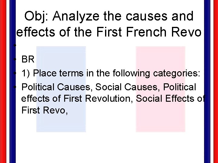 Obj: Analyze the causes and effects of the First French Revo • • BR
