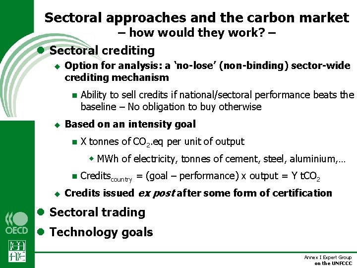 Sectoral approaches and the carbon market – how would they work? – l Sectoral