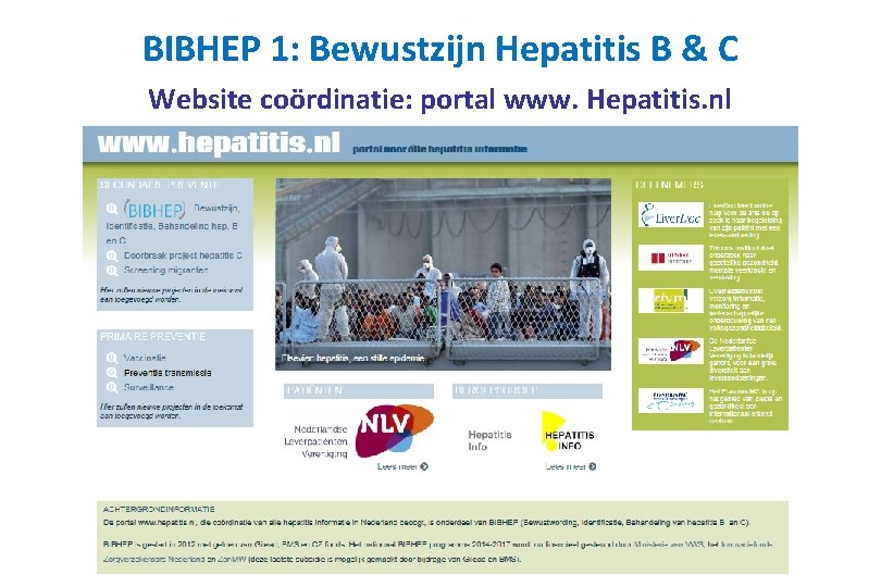 BIBHEP 1: Bewustzijn Hepatitis B & C Website coördinatie: portal www. Hepatitis. nl 