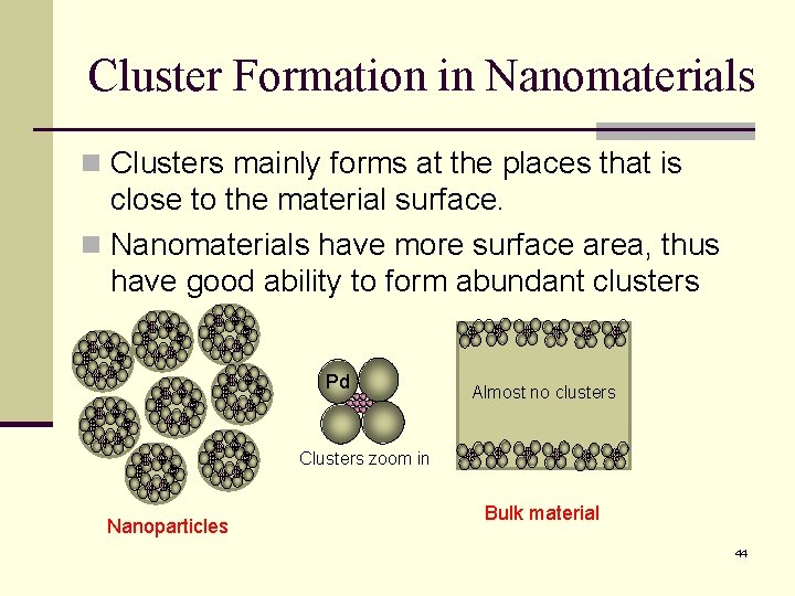 Cluster Formation in Nanomaterials n Clusters mainly forms at the places that is close