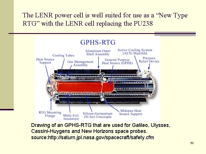 The LENR power cell is well suited for use as a “New Type RTG”