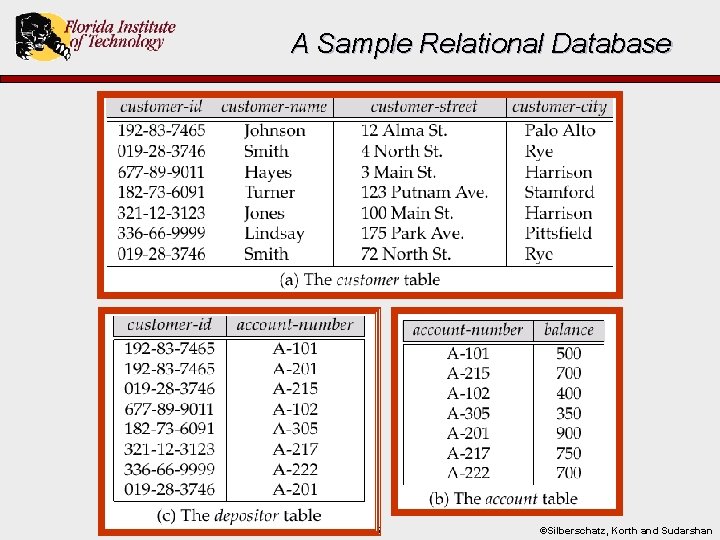 A Sample Relational Database 1. 15 ©Silberschatz, Korth and Sudarshan A Sample Relational Database 1. 15 ©Silberschatz, Korth and Sudarshan