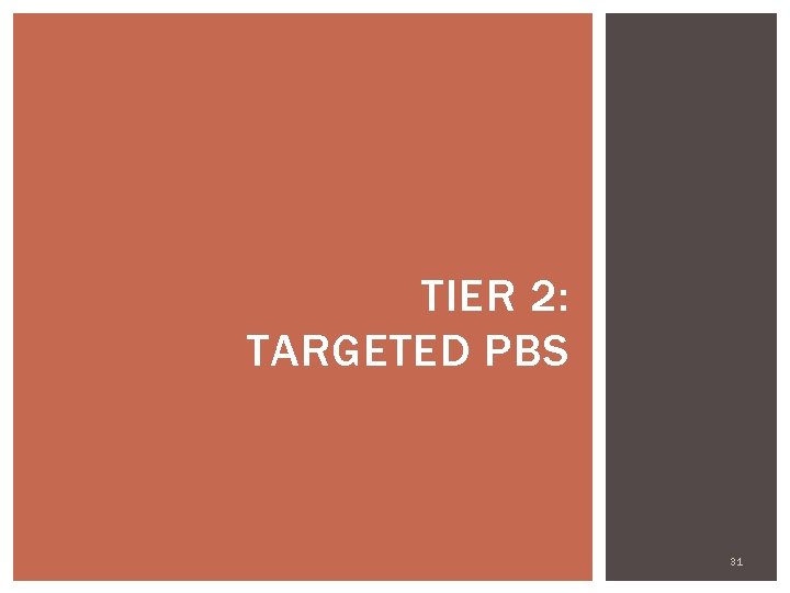 TIER 2: TARGETED PBS 31 