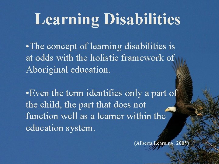 Learning Disabilities • The concept of learning disabilities is at odds with the holistic