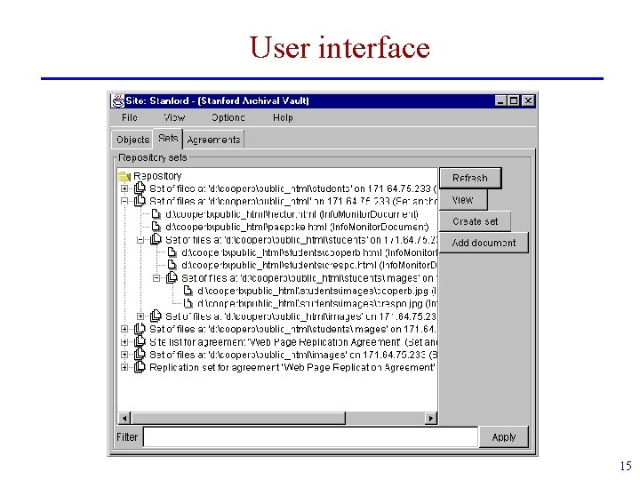 User interface 15 
