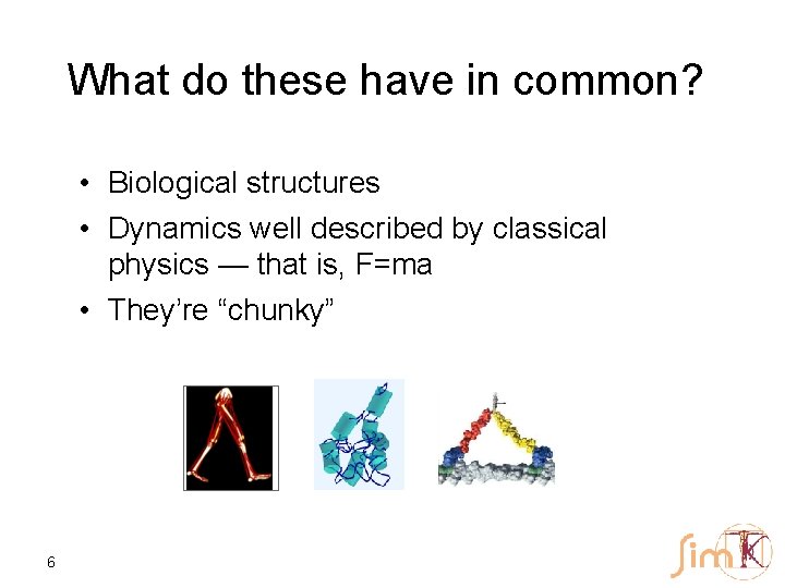 What do these have in common? • Biological structures • Dynamics well described by