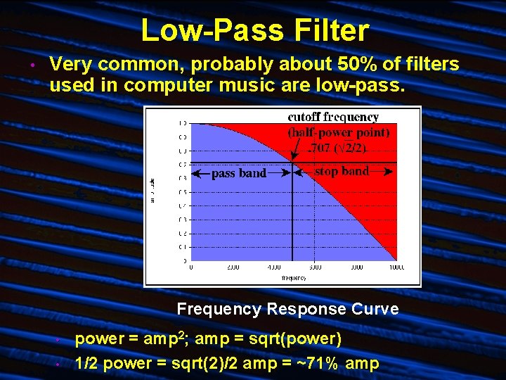 Low-Pass Filter • Very common, probably about 50% of filters used in computer music