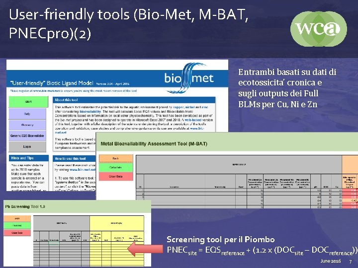 User-friendly tools (Bio-Met, M-BAT, PNECpro)(2) Entrambi basati su dati di ecotossicita’ cronica e sugli