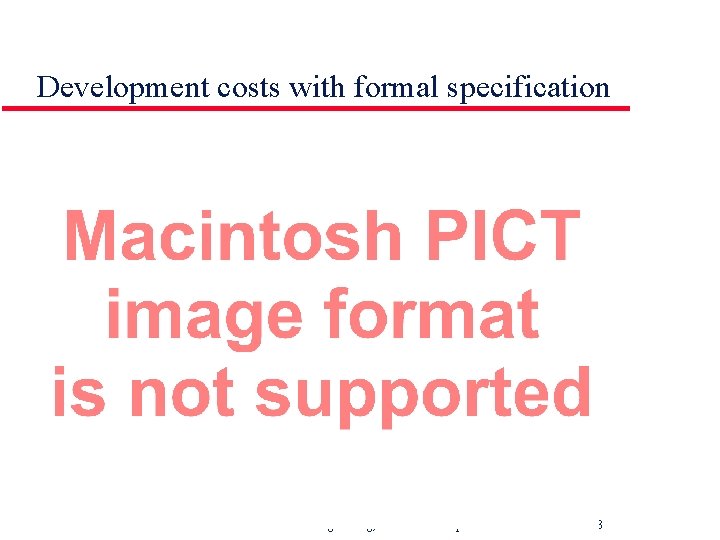 Development costs with formal specification ©Ian Sommerville 2000 Software Engineering, 6 th edition. Chapter