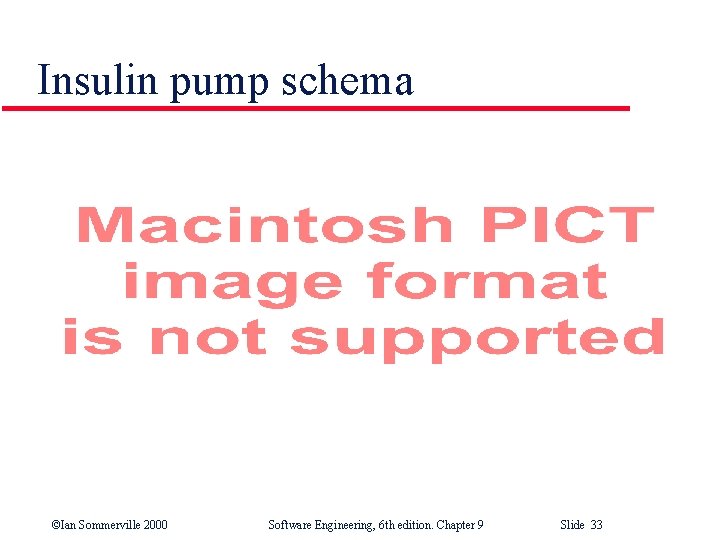 Insulin pump schema ©Ian Sommerville 2000 Software Engineering, 6 th edition. Chapter 9 Slide