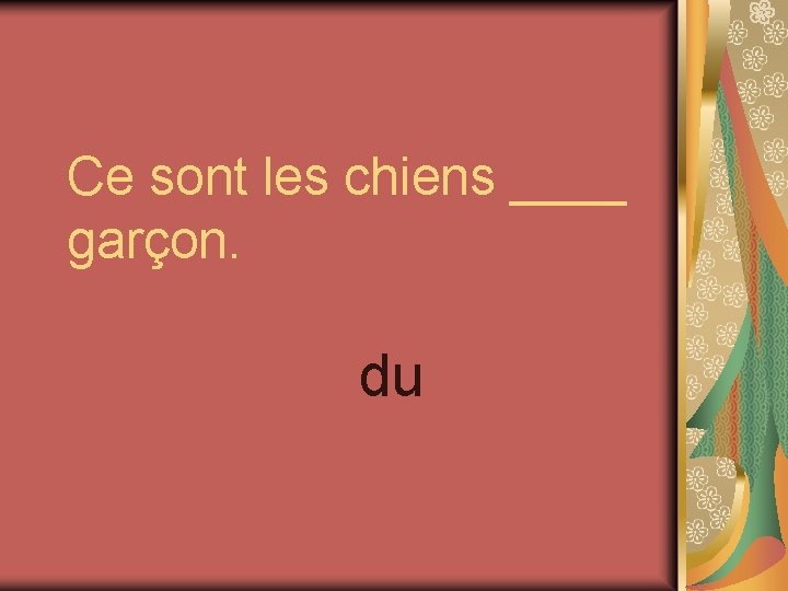 Ce sont les chiens ____ garçon. du 