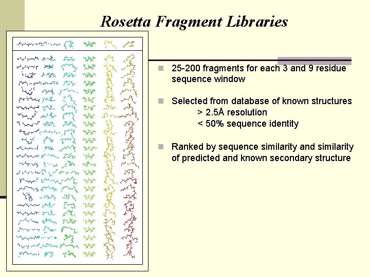 Rosetta Fragment Libraries n 25 -200 fragments for each 3 and 9 residue sequence
