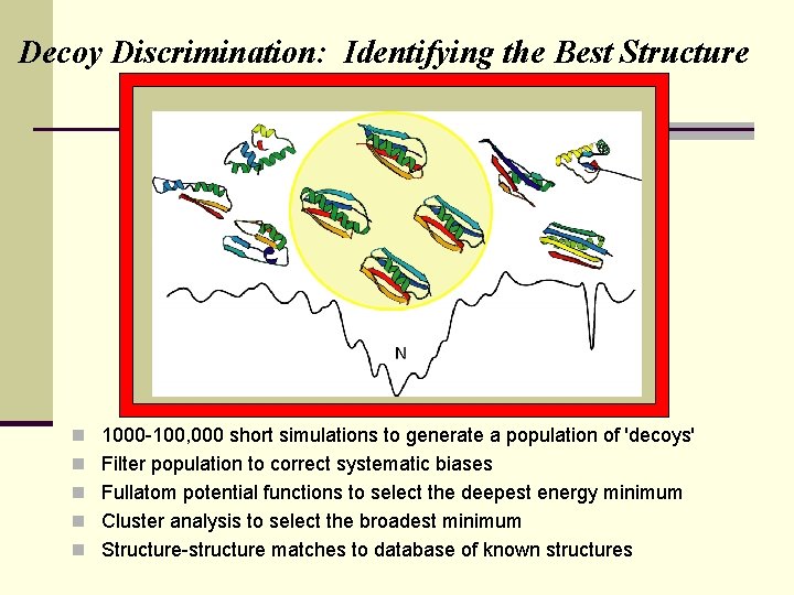 Decoy Discrimination: Identifying the Best Structure n 1000 -100, 000 short simulations to generate