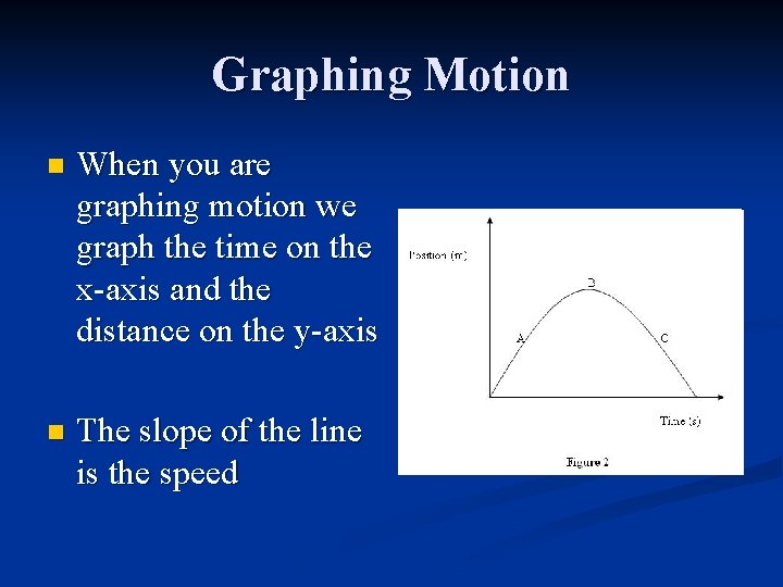 Graphing Motion n When you are graphing motion we graph the time on the