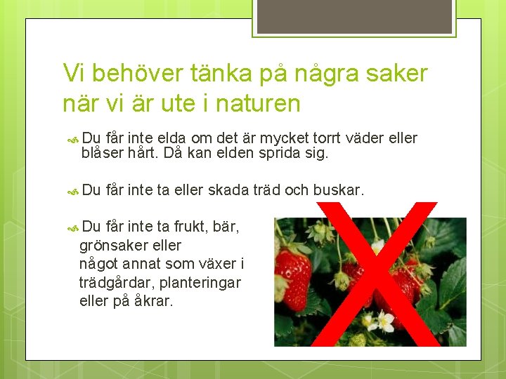 Vi behöver tänka på några saker när vi är ute i naturen Du får