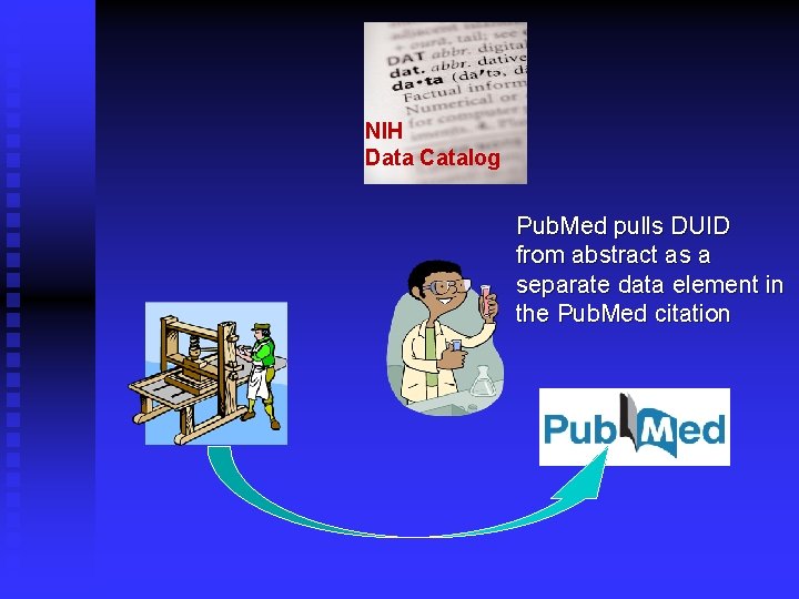 NIH Data Catalog Pub. Med pulls DUID from abstract as a separate data element