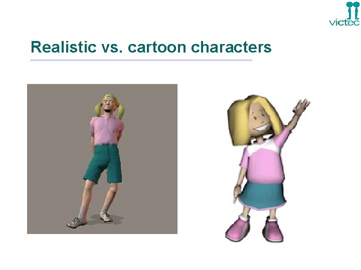 Realistic vs. cartoon characters 