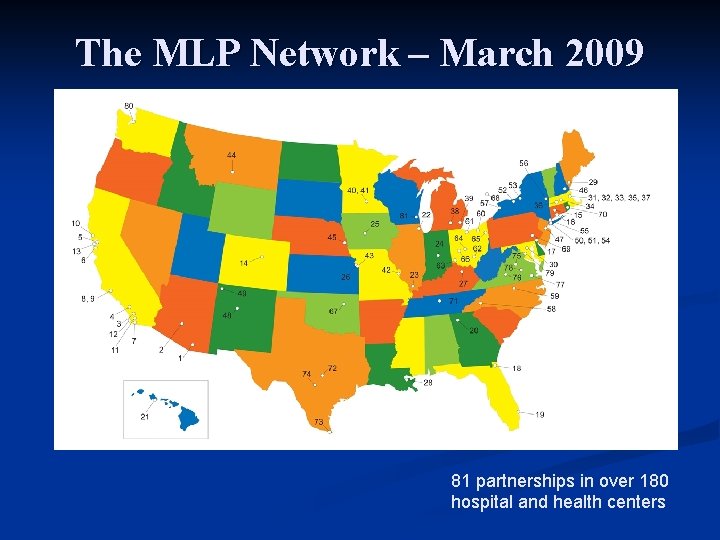 The MLP Network – March 2009 81 partnerships in over 180 hospital and health
