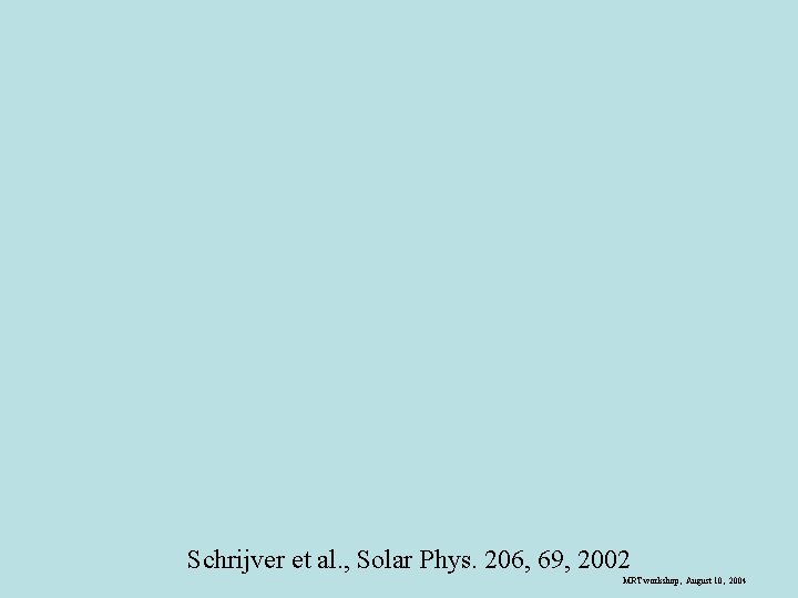 Schrijver et al. , Solar Phys. 206, 69, 2002 MRT workshop, August 10, 2004