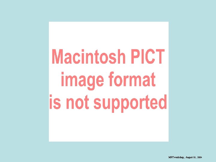 MRT workshop, August 10, 2004 