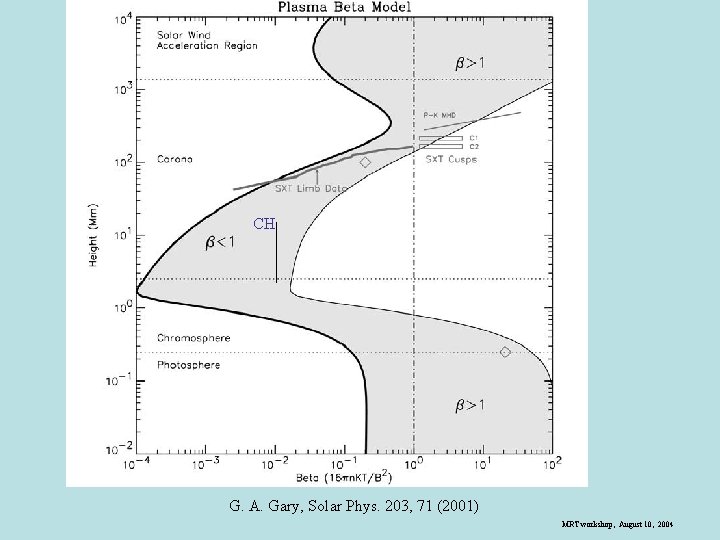 CH G. A. Gary, Solar Phys. 203, 71 (2001) MRT workshop, August 10, 2004