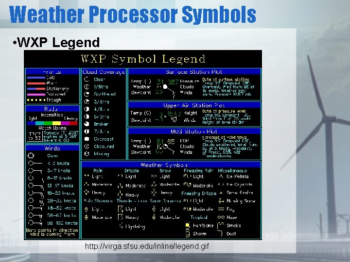 Weather Processor Symbols • WXP Legend http: //virga. sfsu. edu/inline/legend. gif 