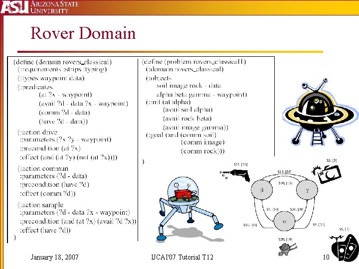 Rover Domain January 18, 2007 IJCAI'07 Tutorial T 12 10 