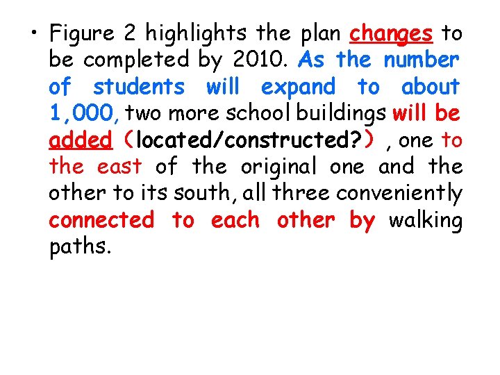  • Figure 2 highlights the plan changes to be completed by 2010. As