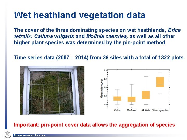 Wet heathland vegetation data The cover of the three dominating species on wet heathlands,