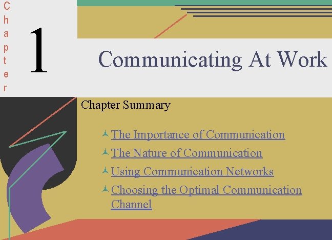 C h a p t e r Slide 2 1 Communicating At Work Chapter